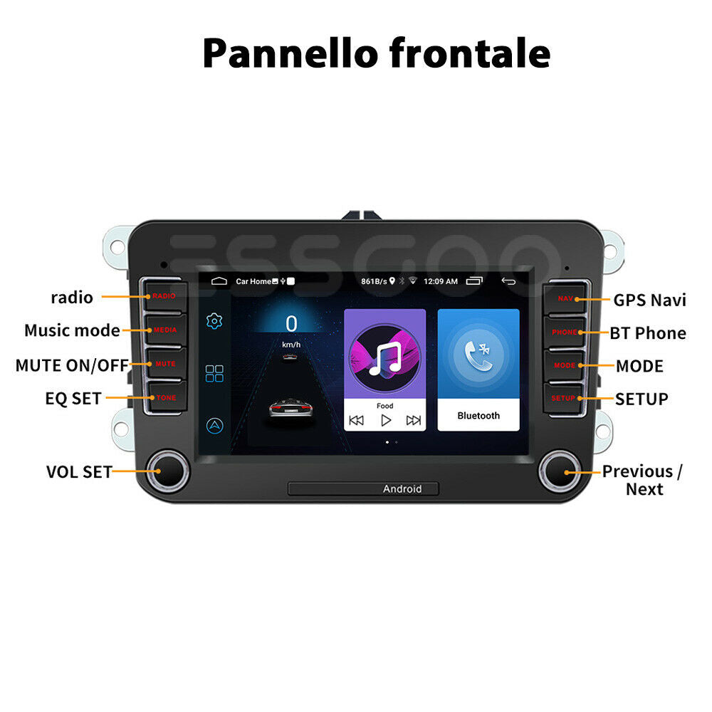 Schermo 7" Android autoradio per Volkswagen installazione inclusa