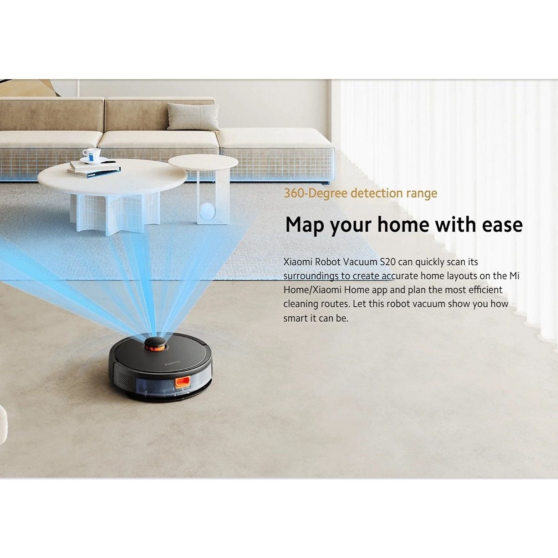 Vista superiore del Xiaomi Robot Vacuum S20 con sensore laser LDS