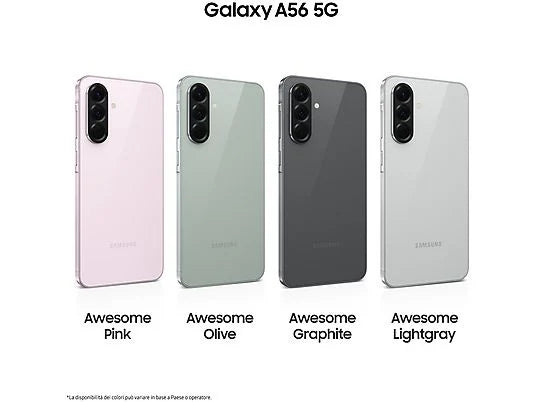 Samsung Galaxy A56 5G in elegante colorazione Awesome Lightgray è lo smartphone che combina design premium e prestazioni di alto livello