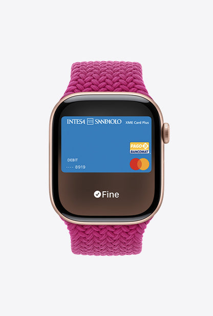 Apple Watch Serie 10 con pagamento apple pay carta di credito o debito.