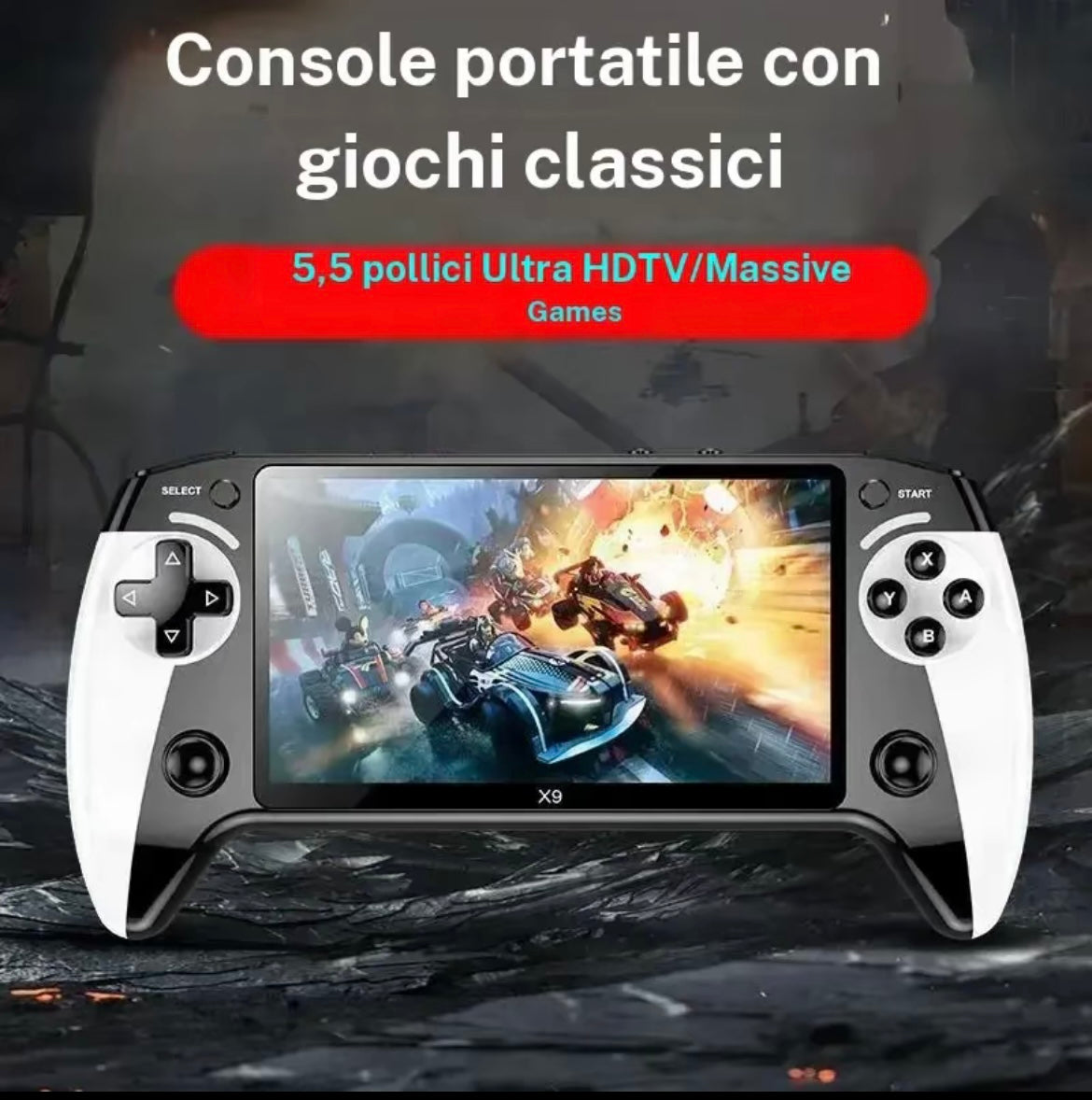 Rivivi l'epoca d'oro del gaming con la console portatile X9, il dispositivo definitivo per gli appassionati di giochi classici. Con oltre 6000 giochi precaricati e un display ad alta risoluzione da 5.5 pollici, porta con te un'intera arcade ovunque tu vada.