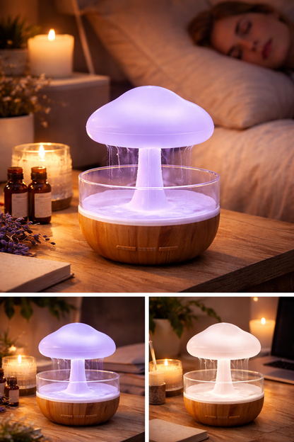 Umidificatore Lampada Relax con Effetto Pioggia Sleep & Mood Edition - Diffusore Aromi LED