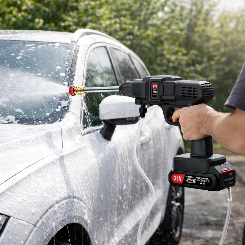 Professional 21V 300W 50 Bar Cordless Pressure Washer - Complete Kit with 2 Makita 18V Batteries