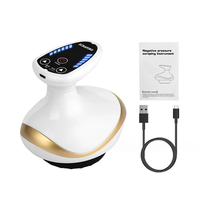  il dispositivo professionale 3-in-1 che combina coppettazione sottovuoto, riscaldamento a infrarossi e massaggio Guasha per drenaggio linfatico, riduzione cellulite e tonificazione corpo. Con display LCD, 10 testine intercambiabili, 6 livelli di pressione negativa e 6 livelli di temperatura, questo massaggiatore professionale offre trattamenti personalizzati per addome, gambe, braccia, glutei e schiena.