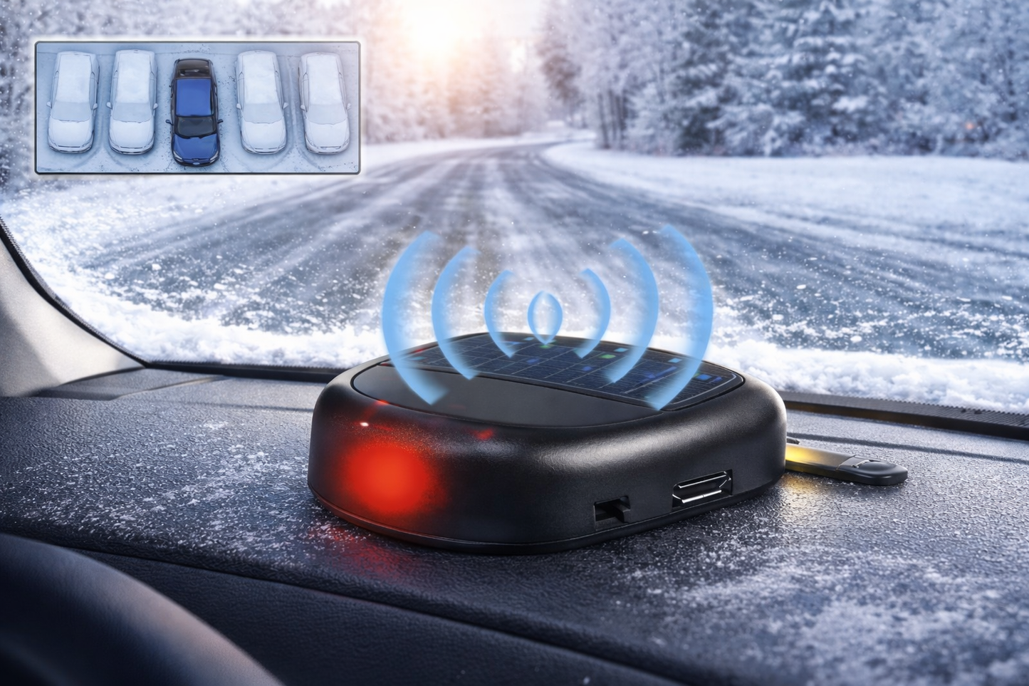 Dispositivo Antigelo Solare Intelligente: Parabrezza Sempre Libero da Ghiaccio
 Alimentato ad energia solare, è ecologico, efficiente e completamente automatico.