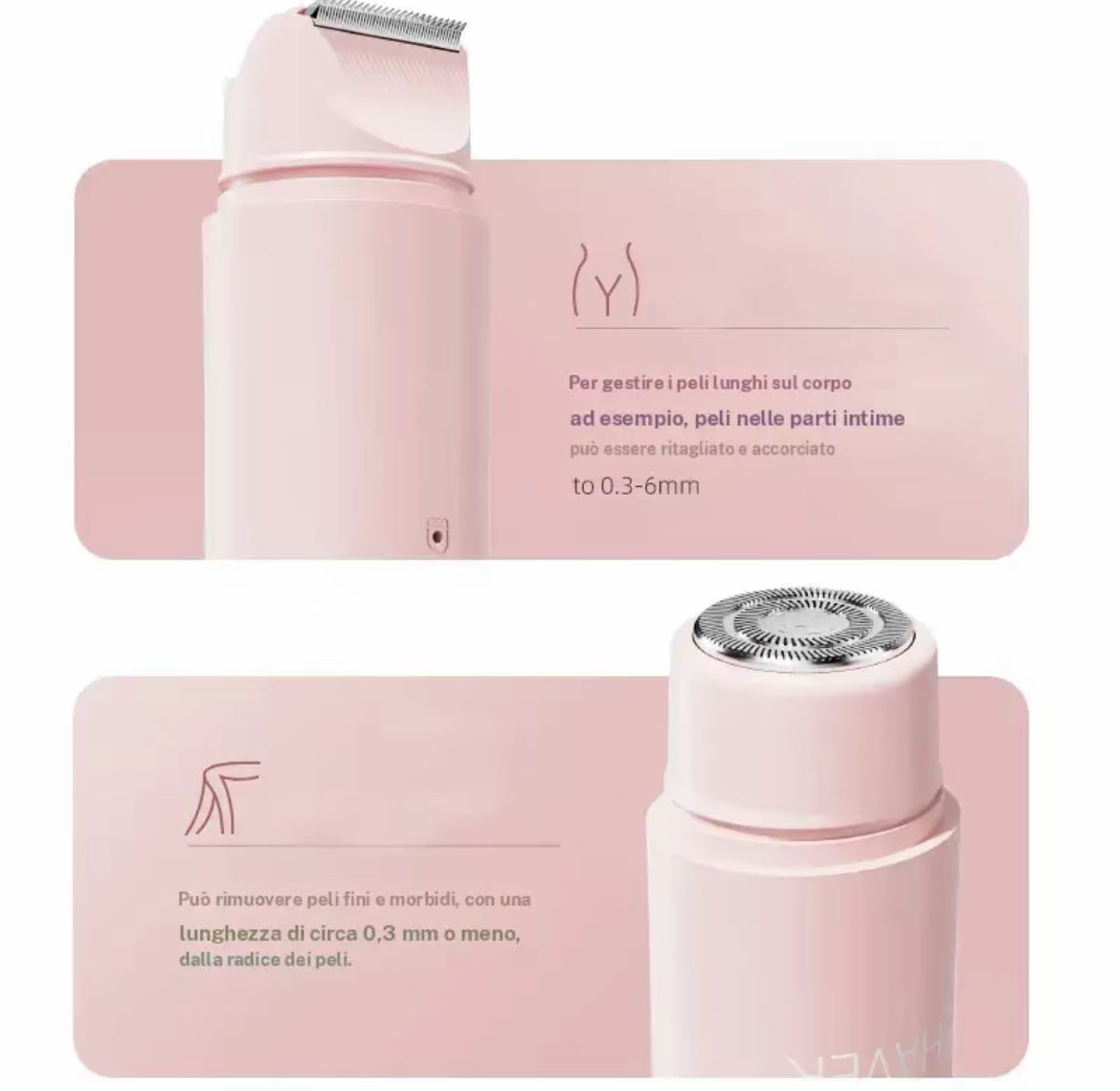 depilazione delicata e indolore con il nostro kit epilatore elettrico 2 in 1. Progettato specificamente per le donne, questo dispositivo ricaricabile combina precisione, comfort e sicurezza per una pelle perfettamente liscia su tutto il corpo.
