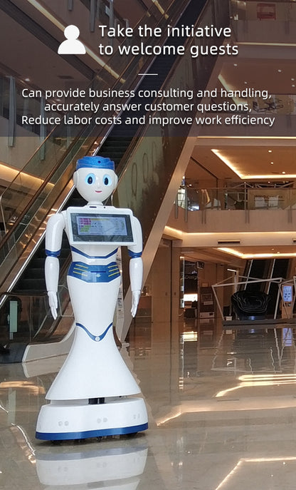 Robot di servizio intelligente per accoglienza clienti in hotel e showroom