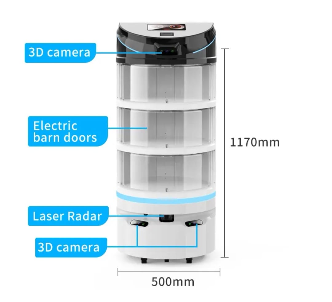 Robot cameriere REEMAN per snack bar e consegna automatica con 3d camera e radar.