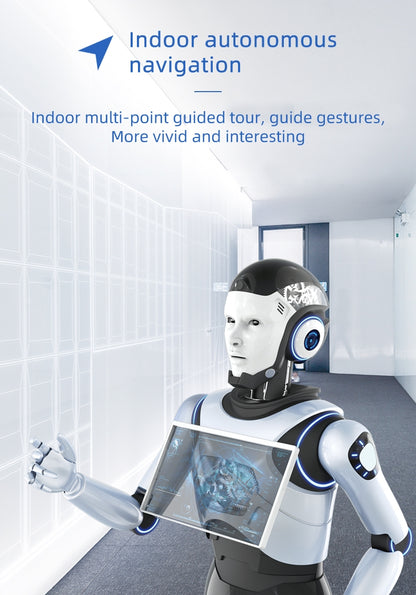 Robot di guida automatizzato per hotel e showroom, ristorante, pizzeria, bar, BB, accoglienza e assistenza clienti.