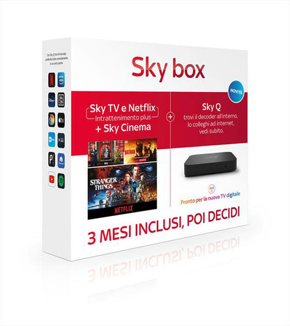 Sky Box con 3 mesi Gratis di Sky TV e Netflix con Sky Cinema e Decoder SkyQ Incluso