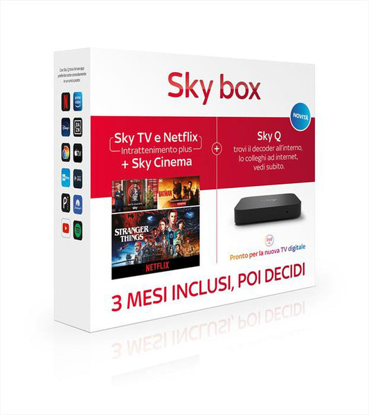 Sky Box con 3 mesi Gratis di Sky TV e Netflix con Sky Cinema e Decoder SkyQ Incluso