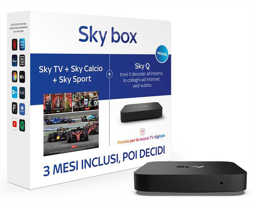 Sky Box con 3 mesi di Sky TV + Sky Calcio + Sky Sport Decoder SkyQ Incluso