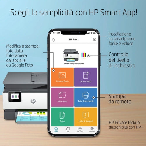 Hp Stampante OfficeJet Pro 9010e Stampante Multifunzione a getto di inchiostro A4 a colori INKJET 257G4B Fronte e retro automatico 22 ppm WIFI