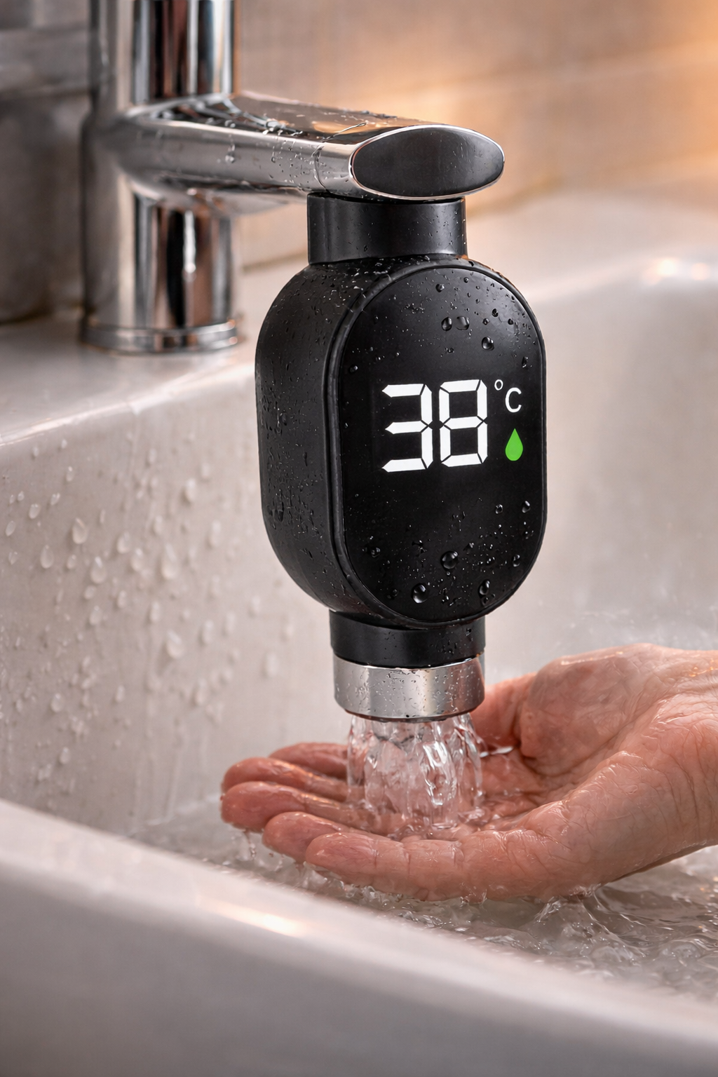 'Indicatore di Temperatura Digitale con Display LED Touchscreen. Questo innovativo accessorio per bagno ti permette di monitorare in tempo reale la temperatura dell'acqua, garantendo docce sempre alla temperatura perfetta e proteggendo te e la tua famiglia da scottature accidentali.