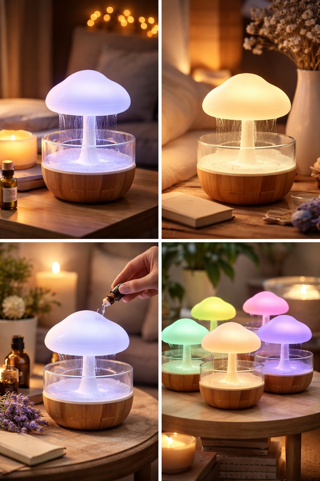 Umidificatore Lampada Relax con Effetto Pioggia Sleep & Mood Edition - Diffusore Aromi LED