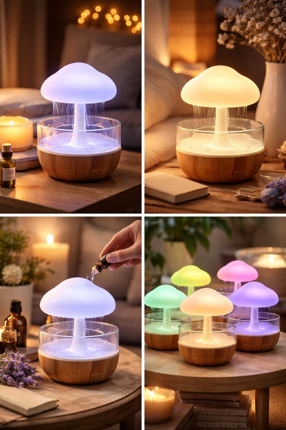 Umidificatore Lampada Relax con Effetto Pioggia Sleep & Mood Edition - Diffusore Aromi LED