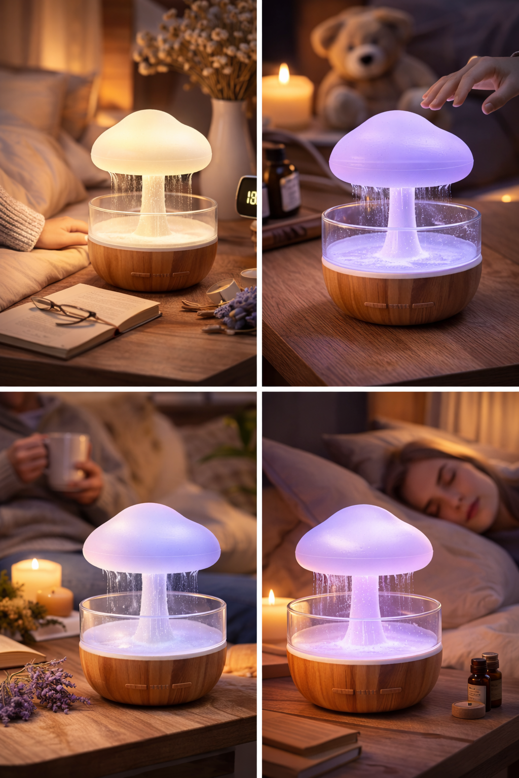Umidificatore Lampada Relax con Effetto Pioggia Sleep & Mood Edition - Diffusore Aromi LED