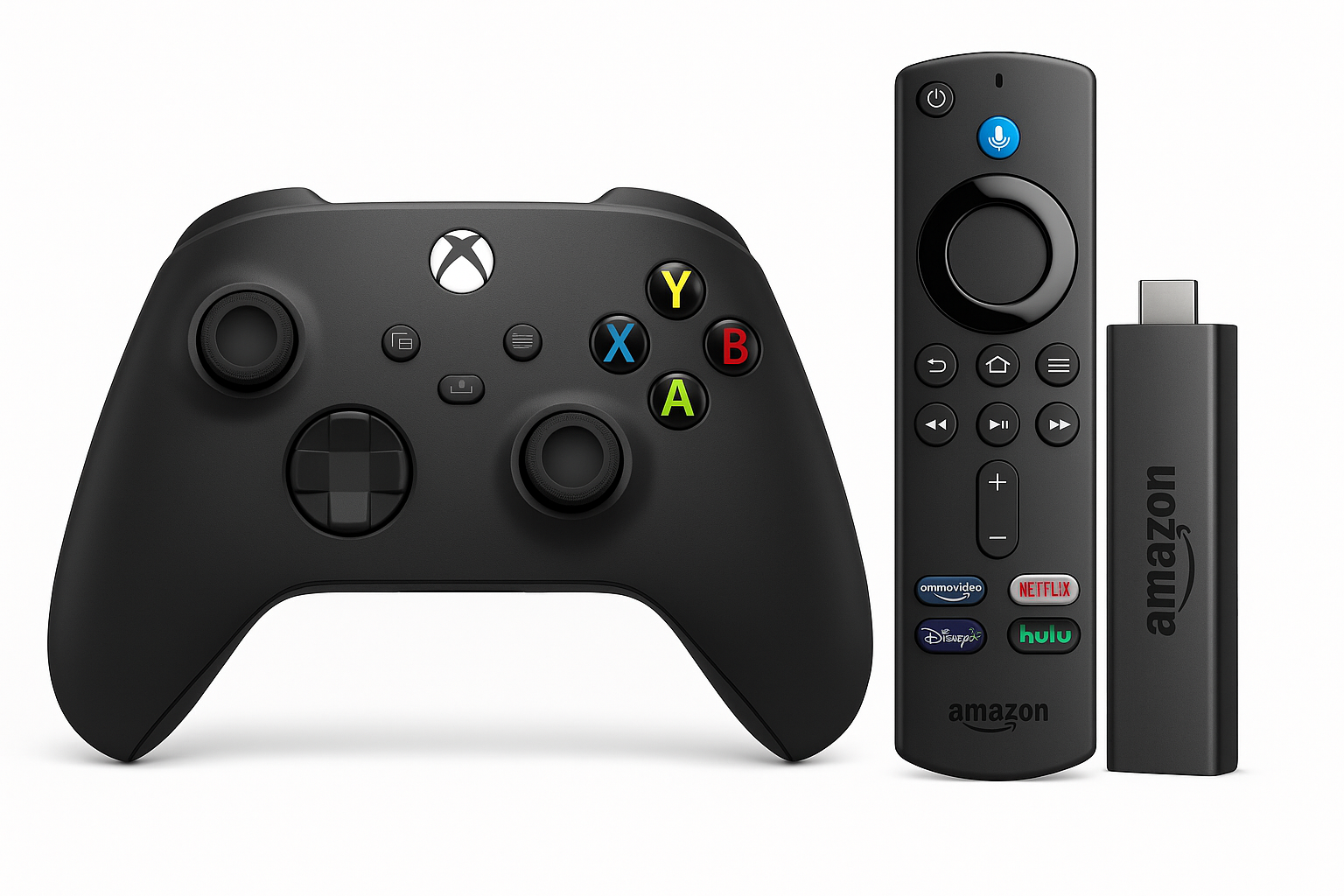 Xbox Controller Black + Fire Stick Bundle