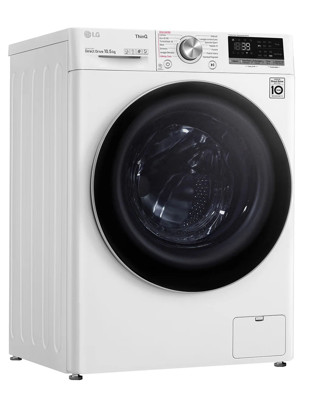 LG Lavatrice F4WV710S1E 10,5kg AI DD Serie V7 Classe A+++ 1400 giri TurboWash 360 Lavaggio a vapore Wi-Fi White