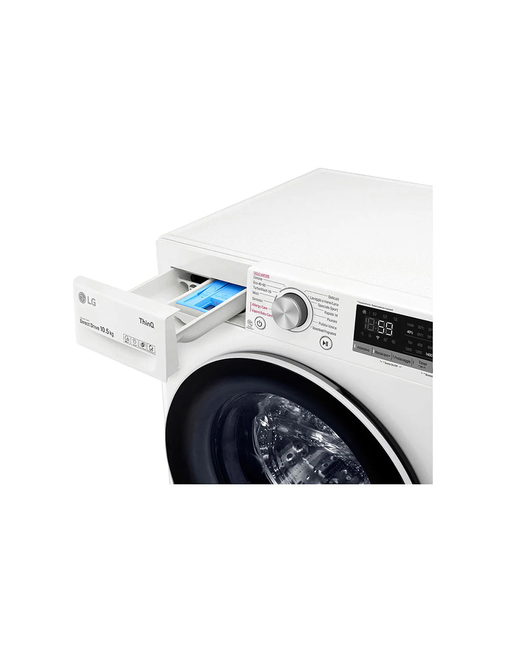 LG Lavatrice F4WV510S1EA 10,5kg Classe B 1400 giri TurboWash Wi-Fi White