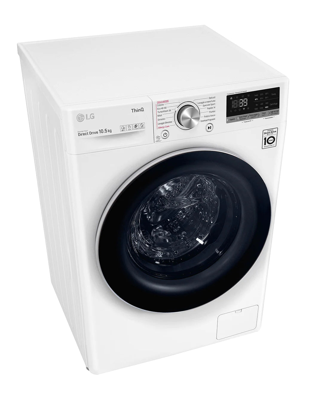 LG Lavatrice F4WV710S1E 10,5kg AI DD Serie V7 Classe A+++ 1400 giri TurboWash 360 Lavaggio a vapore Wi-Fi White