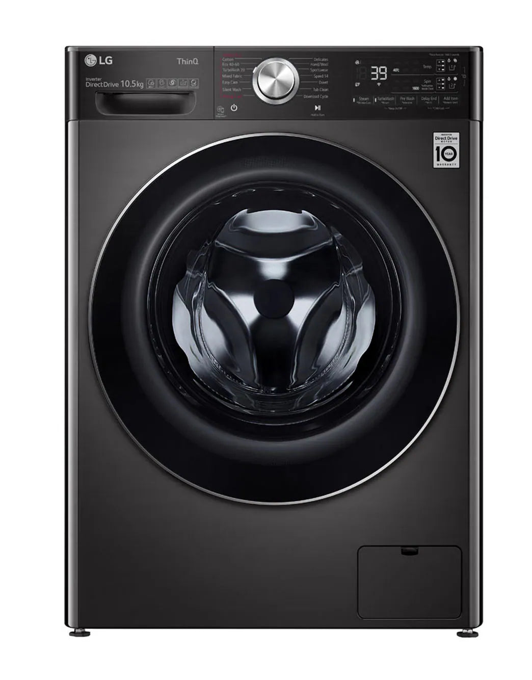 LG Lavatrice Classe A 10,5kg F6WV910P2SA AI DD™ 1600 giri TurboWash 360 Vapore antipiega Wi-Fi Black Steel