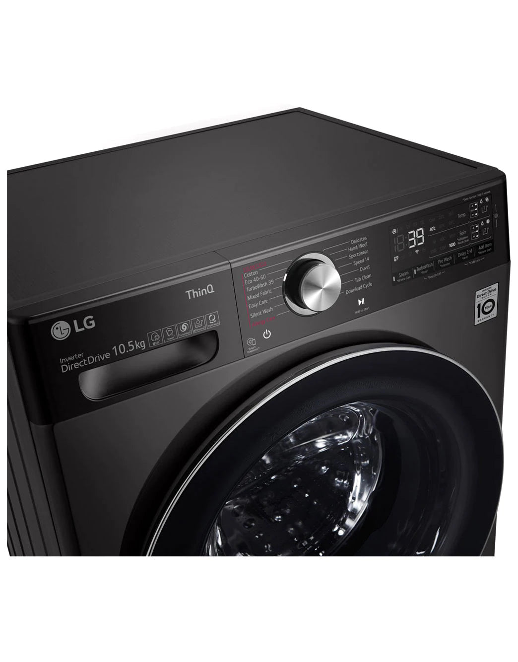 LG Lavatrice Classe A 10,5kg F6WV910P2SA AI DD™ 1600 giri TurboWash 360 Vapore antipiega Wi-Fi Black Steel